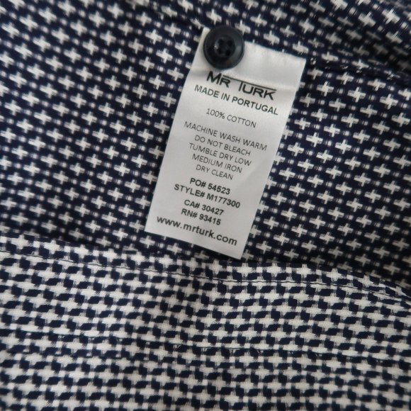MR TURK Mario shirt navy houndstooth NWT - Picture 6 of 6
